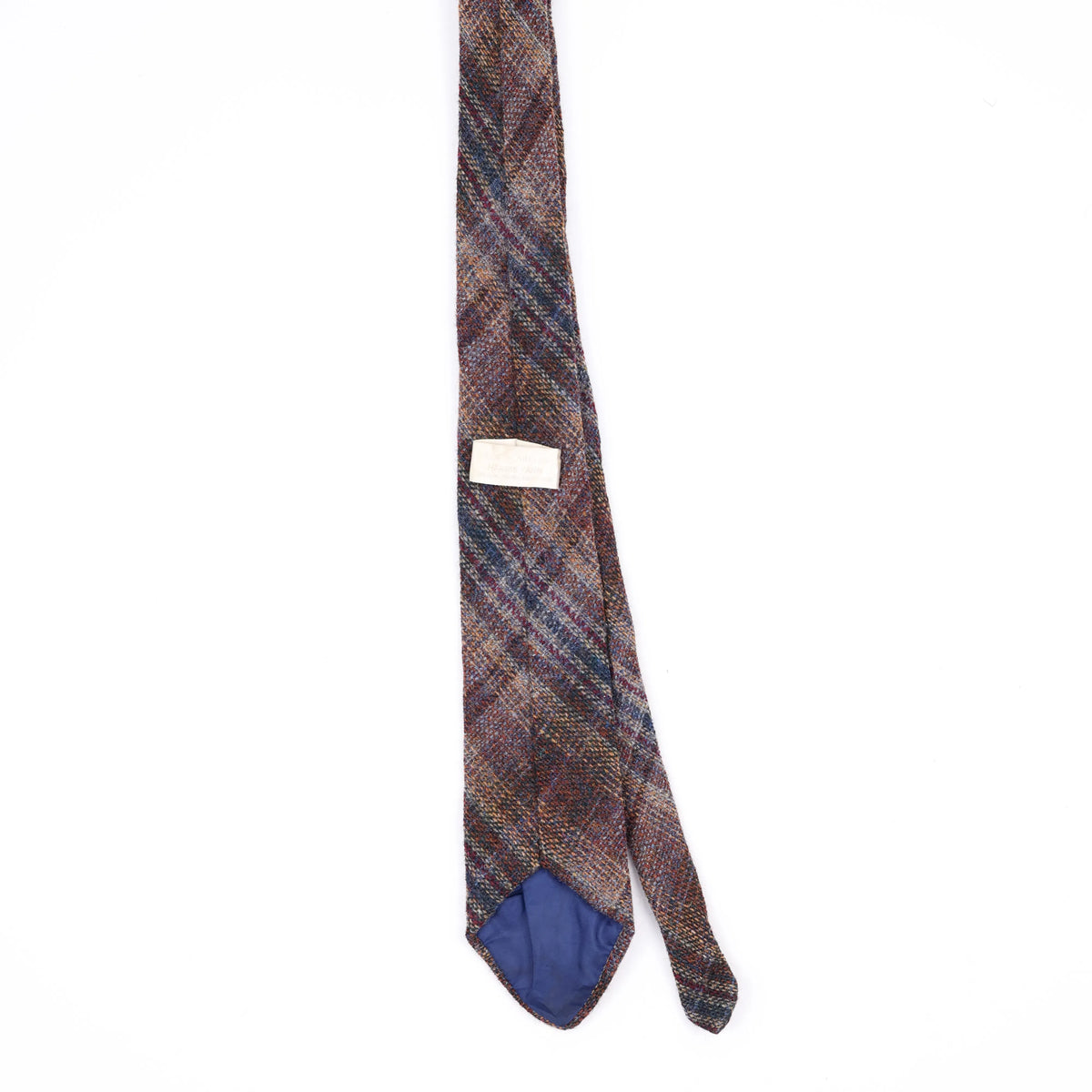Back Back of Vintage 1990's Harris Tweed Plaids & Checks Patterned Tie