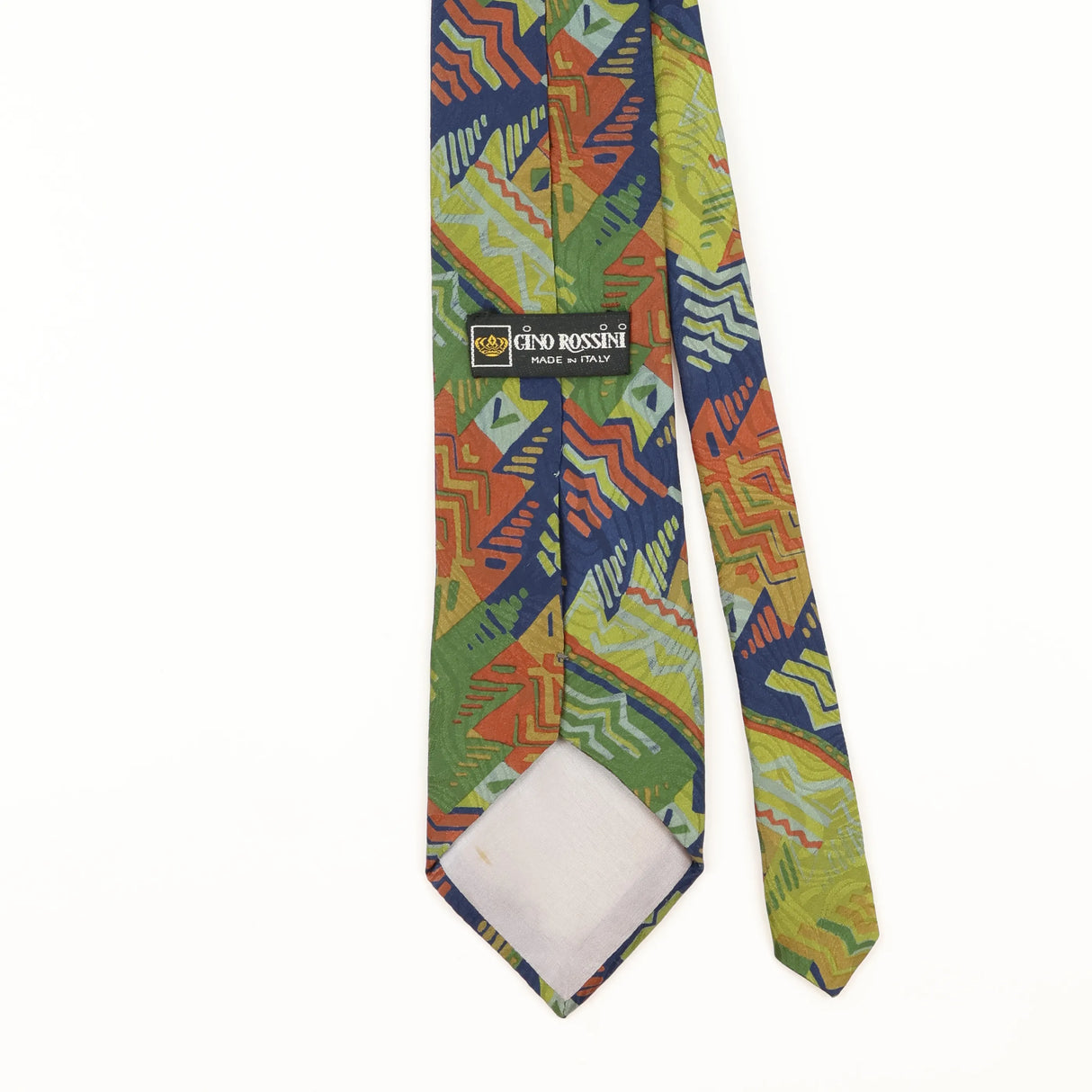 Back Detail of Vintage 1990's Gino Rossini Aztec Abstract Patterned Tie