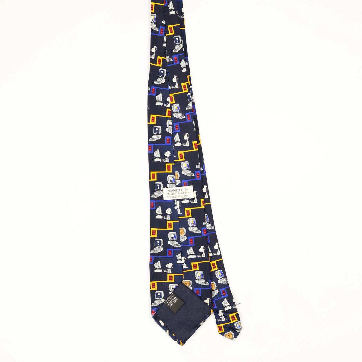 Back Back of Vintage Peanuts Snoopy Cartoon Patterned Tie