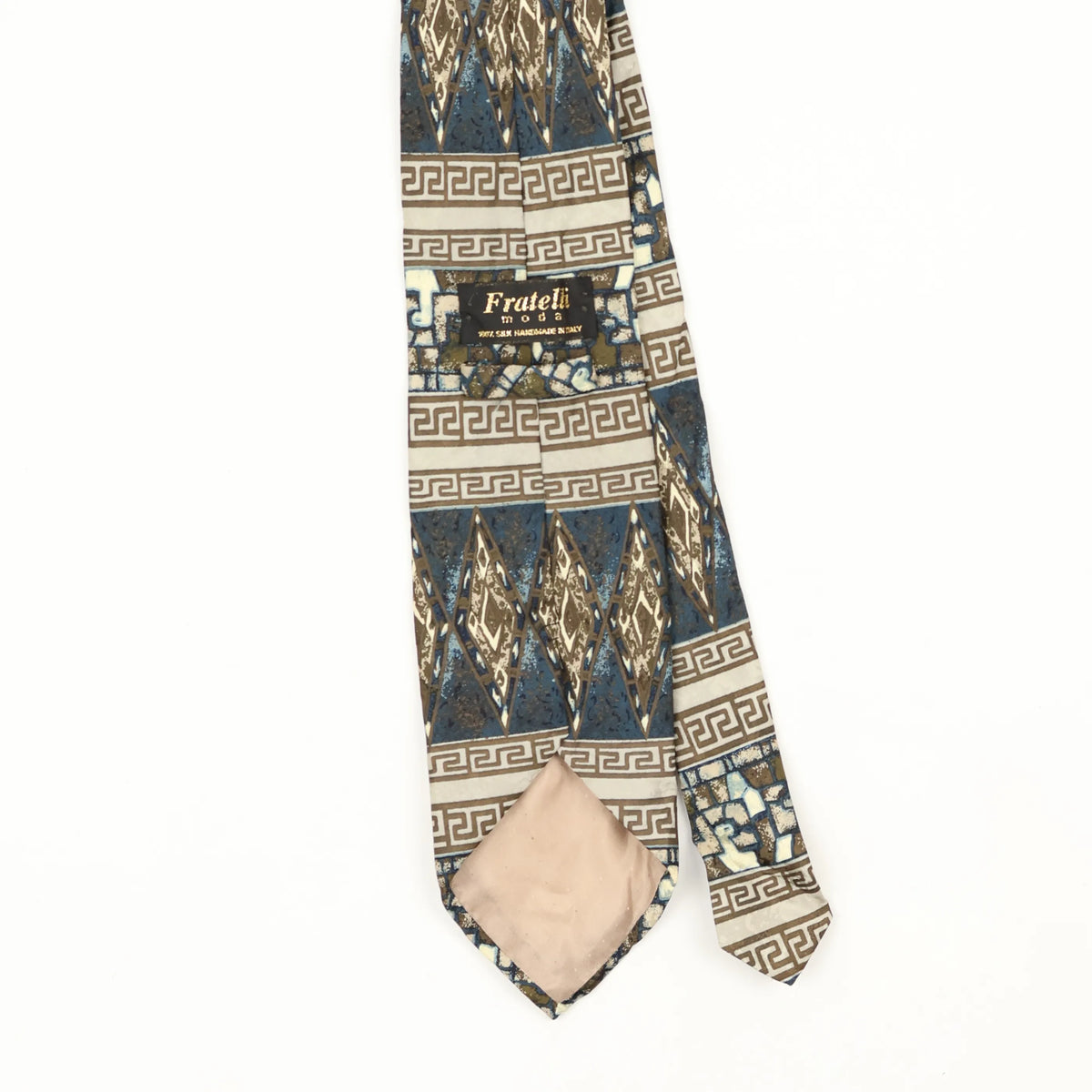 Back Back Detail of Vintage 1990's Fratelli Geometric Patterned Tie