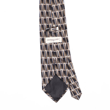 Back Back Detail of Vintage 1990's Pronto Uomo Geometric Patterned Tie