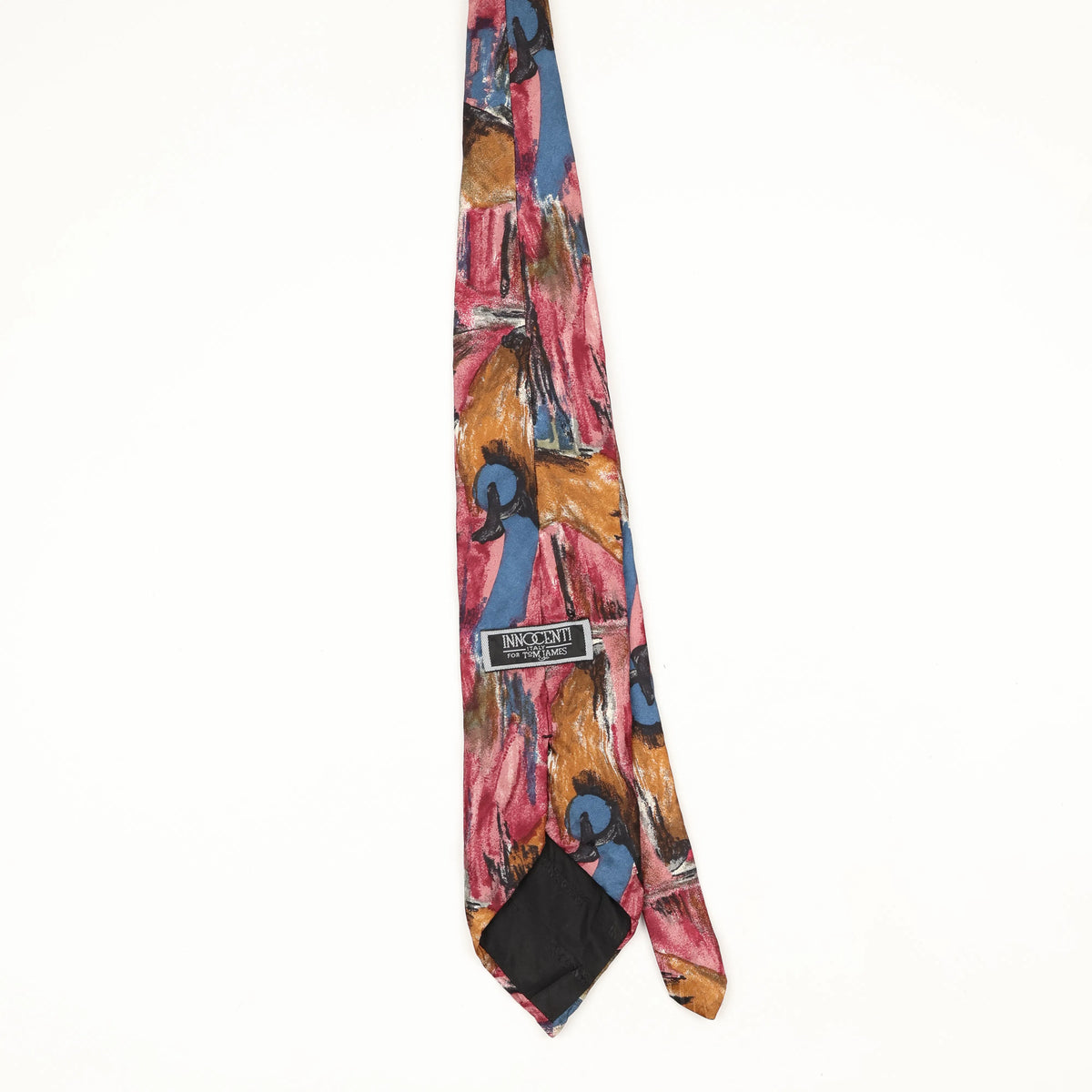 Back Back of Vintage 1990's Tom James Abstract Patterned Tie