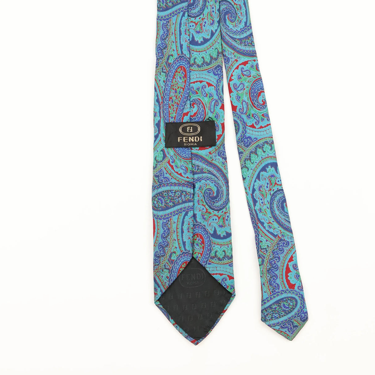 Back Detail of Vintage 1990's Fendi Psychedelic Paisley Patterned Tie