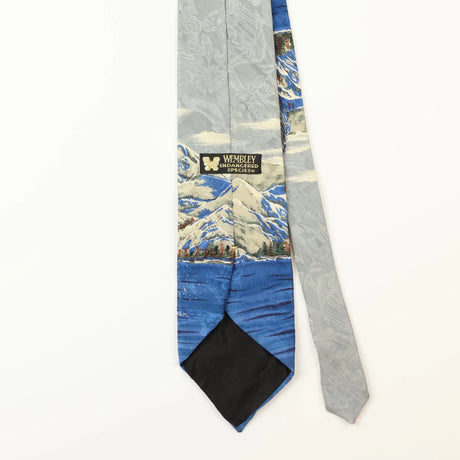 Back Detail of Vintage Endangered Species Whale Animal Print Patterned Tie