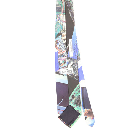 Back Back of Vintage 1990's Ralph Marlin Computer Rat Abstract Patterned Tie