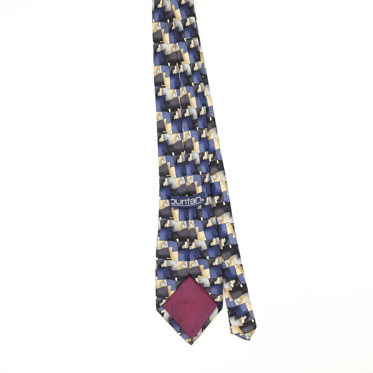 Back Back of Vintage 1990's Puritan Geometric Patterned Tie