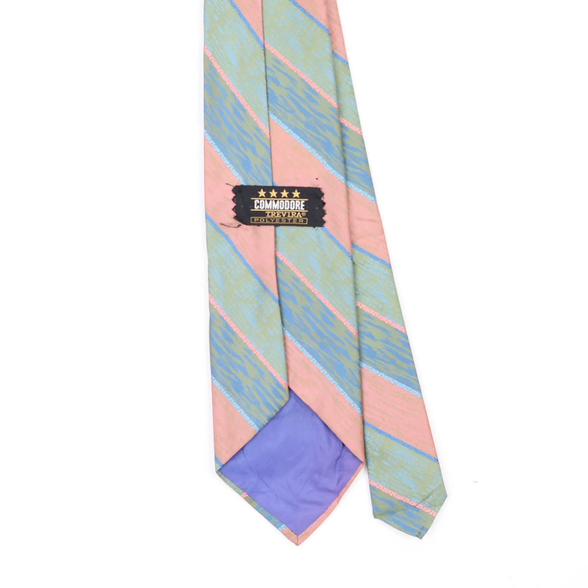Back Back Detail of Vintage 1980's Trevira Striped Patterned Tie