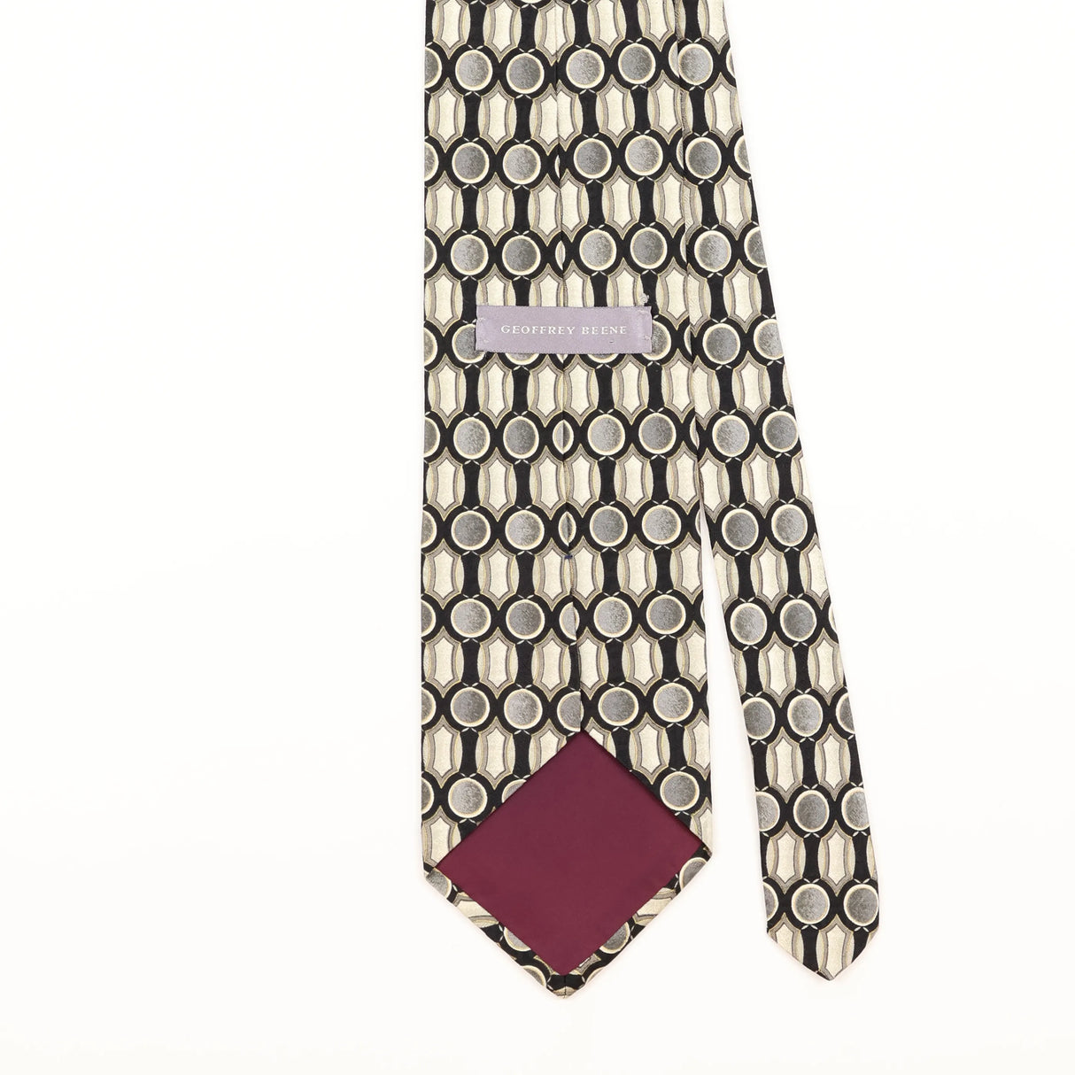 Back Detail of Vintage 1990's Geoffrey Beene Geometric Patterned Tie