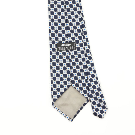 Back Back Detail of Vintage 1990's Flowers Geometric Patterned Tie