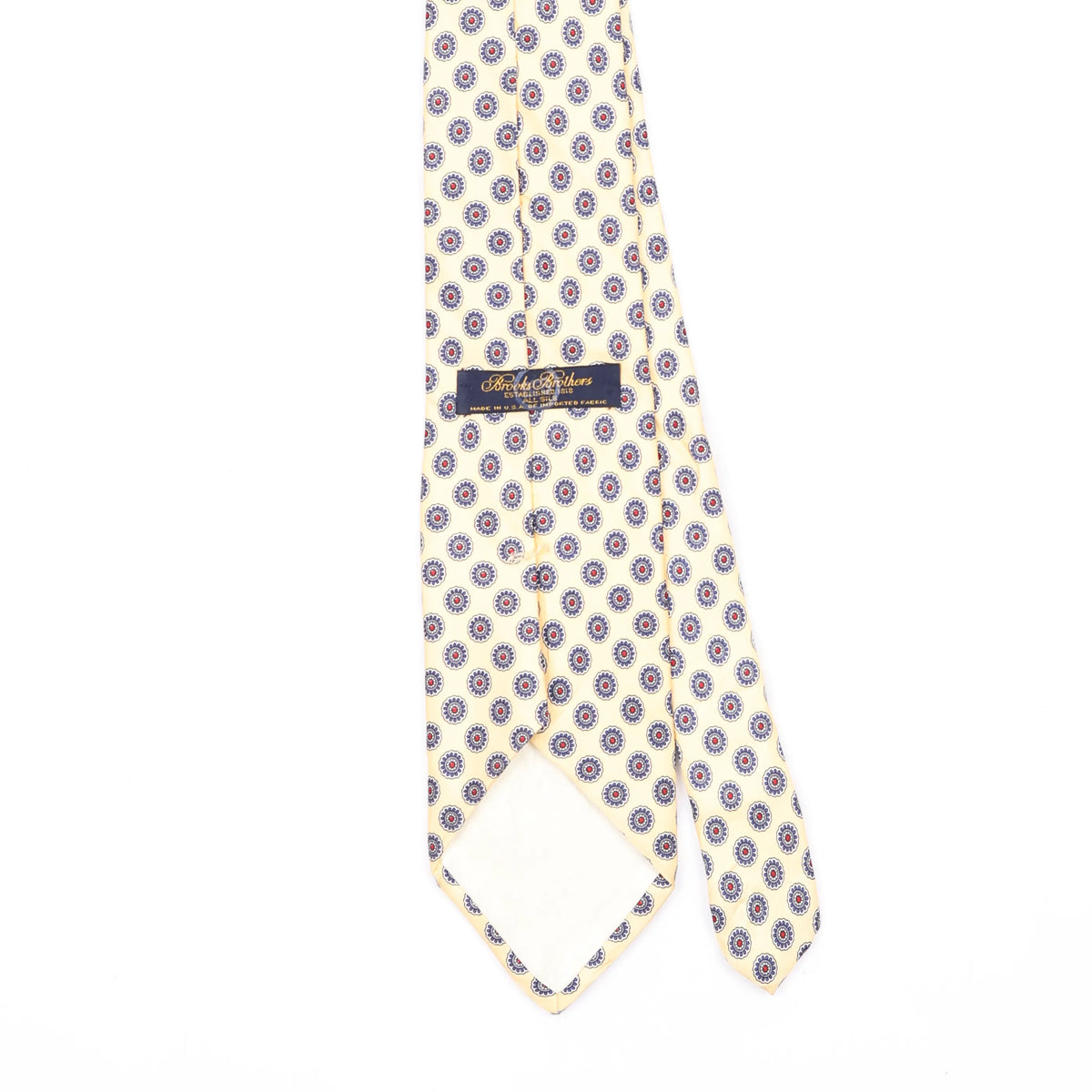 Back Back Detail of Vintage 1990's Brooks Brothers Daisy Foulard Geometric Patterned Tie