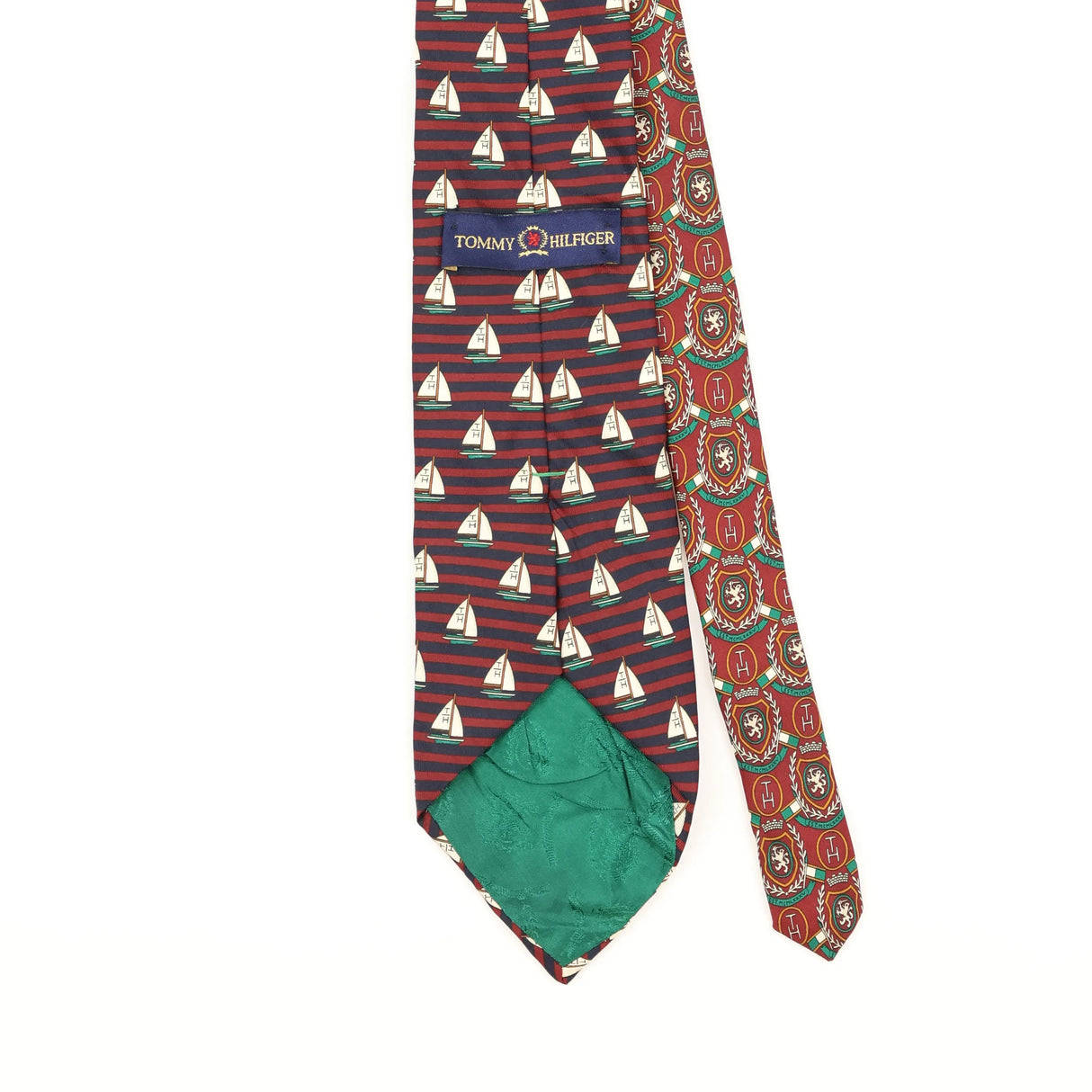 Back Detail of Vintage 1990's Tommy Hilfiger Sailing Geometric Patterned Tie