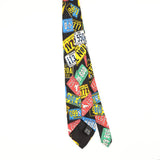 Back Back of Vintage 1990's License Plate Geometric Patterned Tie
