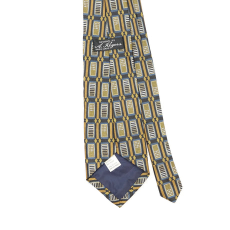 Back Back Detail of Vintage 1990's A. Rogers Geometric Patterned Tie