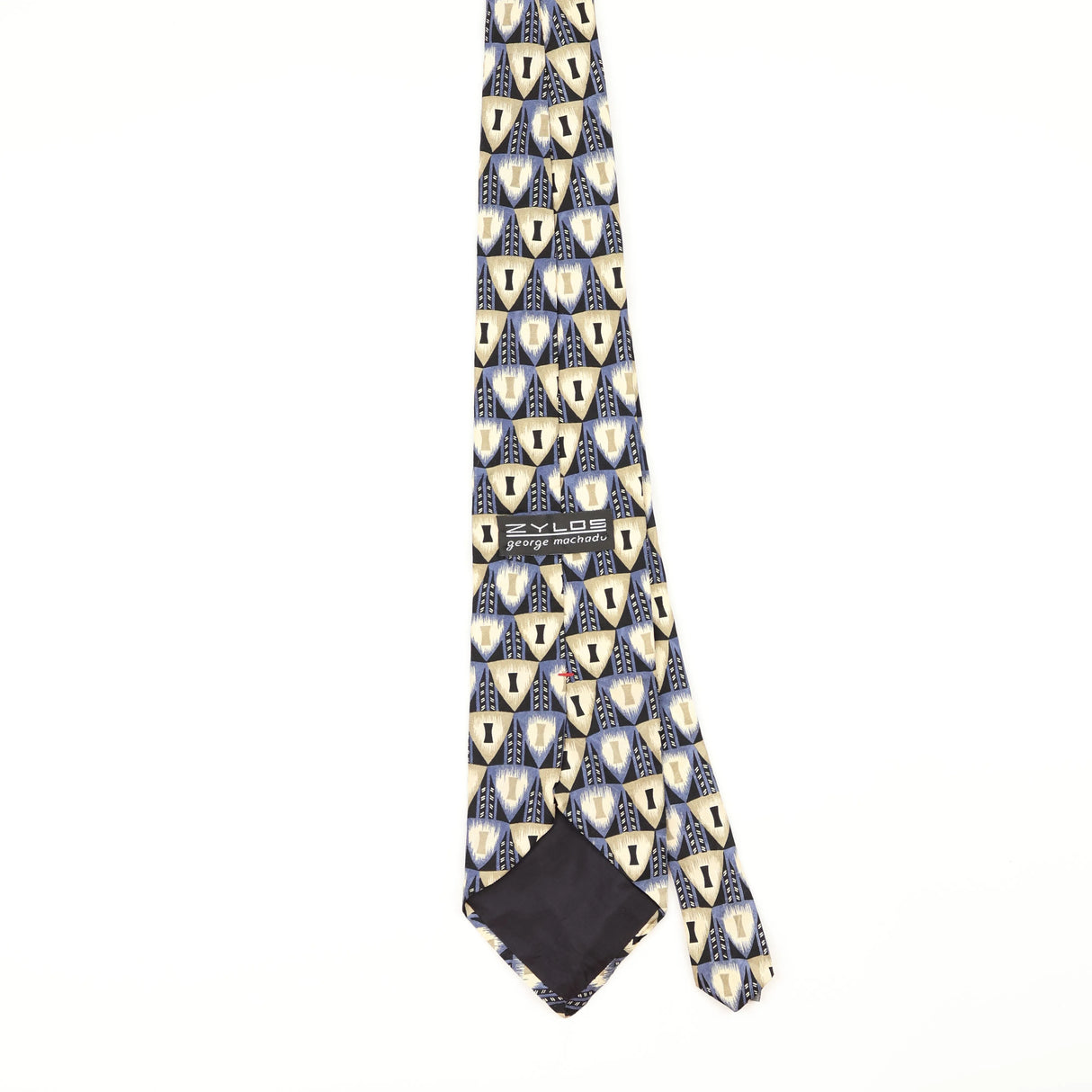 Back of Vintage 1990's Zylos Geometric Patterned Tie