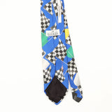 Back Back Detail of Vintage 1990's Ralph Marlin Racing Flag Colours Geometric Patterned Tie