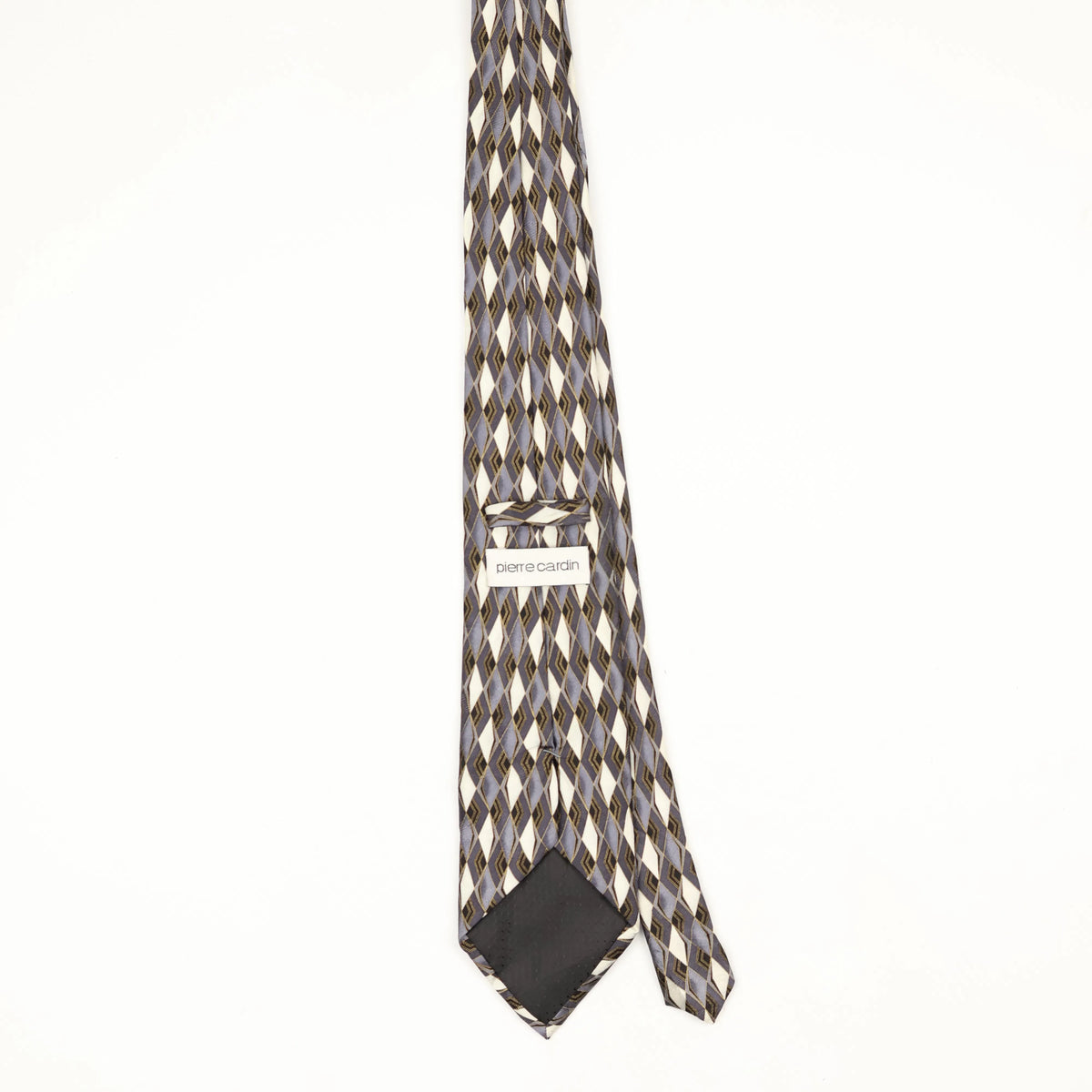 Back Back of Vintage 1990's Pierre Cardin Diamonds Geometric Patterned Tie