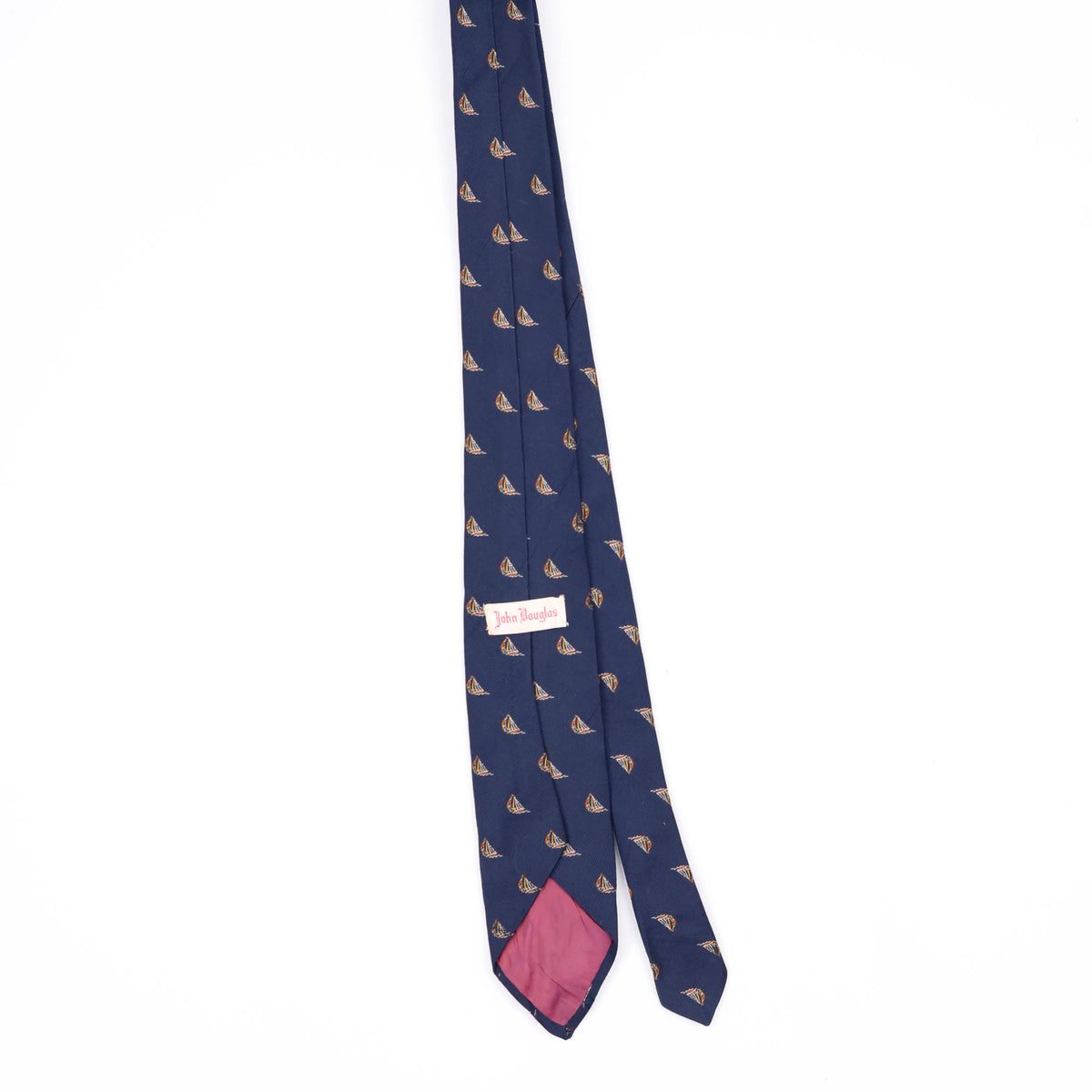 Back Back of Vintage 1980's Sailing Boats Geometric Patterned Tie