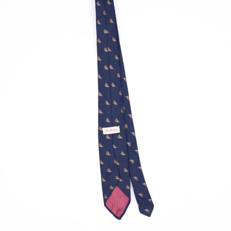 Back Back of Vintage 1980's Sailing Boats Geometric Patterned Tie