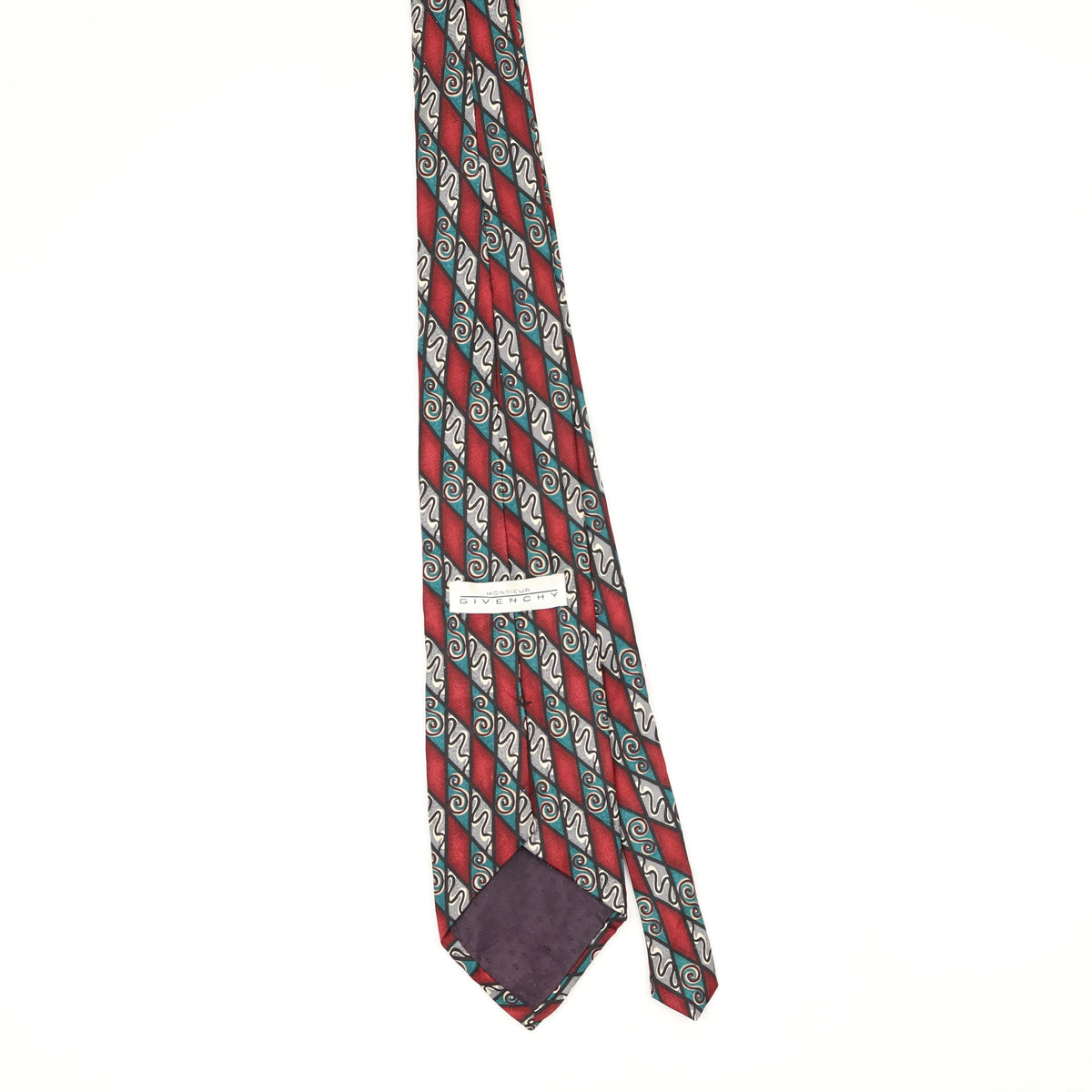 Back Back of Vintage 1990's Givenchy Swirls Geometric Patterned Tie