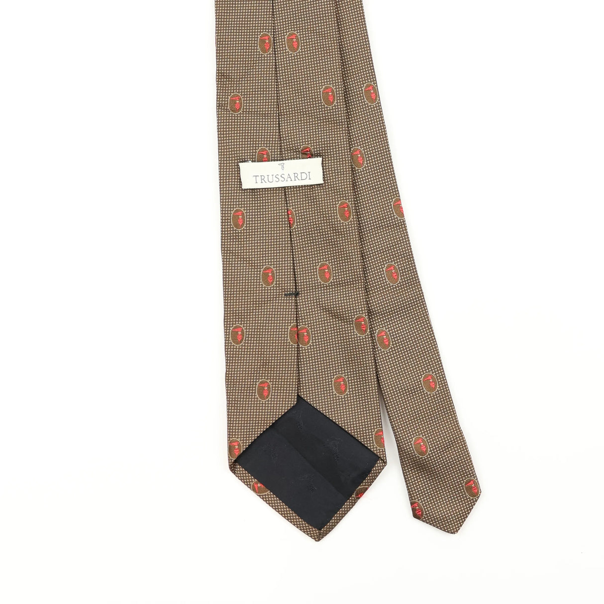 Back Detail of Vintage 1990's Trussardi Geometric Patterned Tie