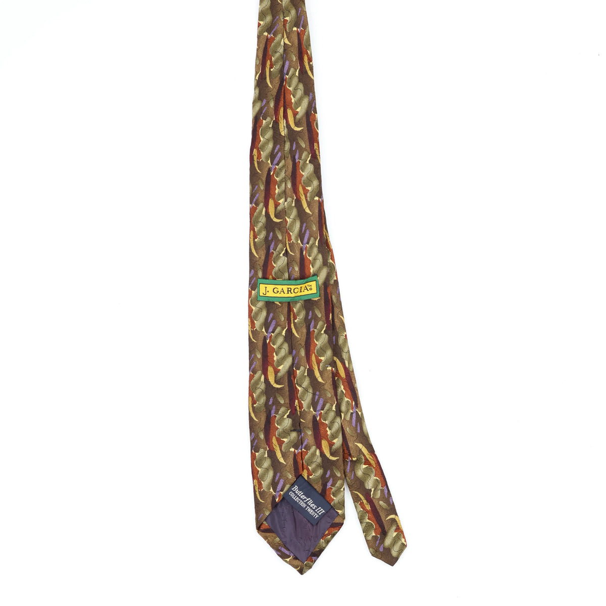 Back Back of Vintage 1990's Jerry Garcia Butterflies III Abstract Patterned Tie