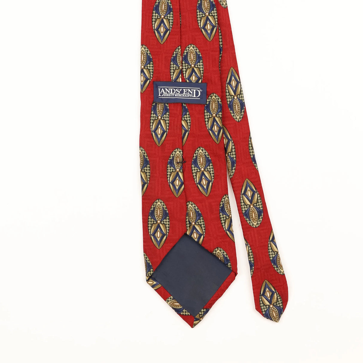 Back Detail of Vintage 1990's Lands' End Geometric Patterned Tie