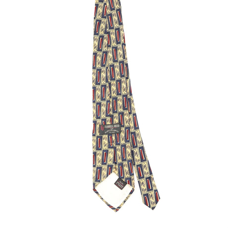 Back Back of Vintage 1990's Ferrell Reed Geometric Patterned Tie