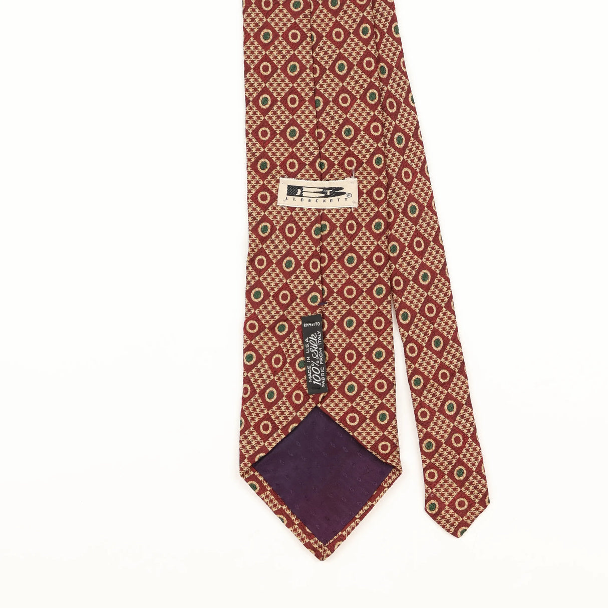 Back Detail of Vintage 1990's J.T. Beckett Geometric Patterned Tie