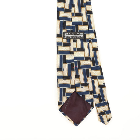 Back Detail of Vintage 1990's Zylos Geometric Patterned Tie