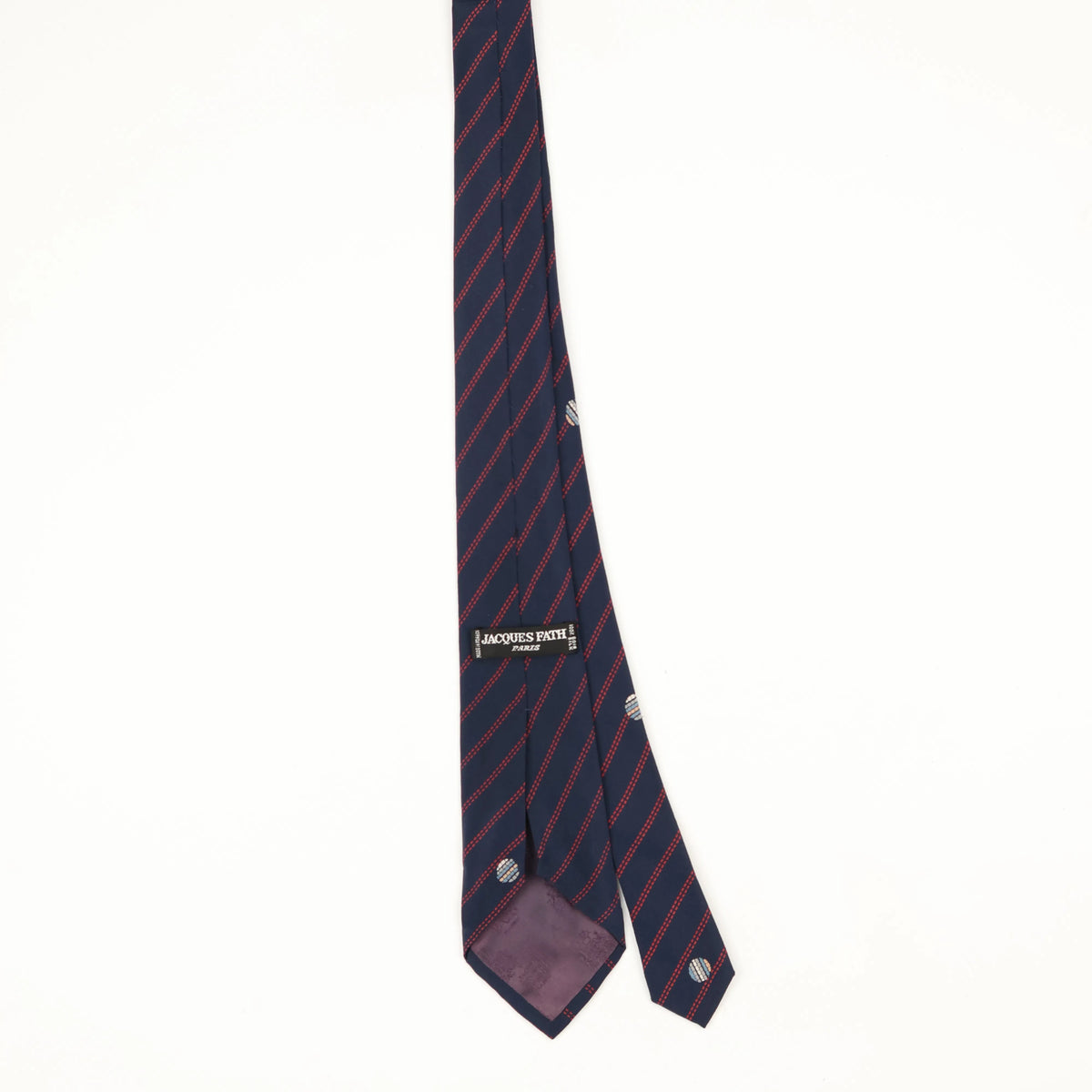 Back Back of Vintage 1980's Jacques Fath Striped Patterned Tie