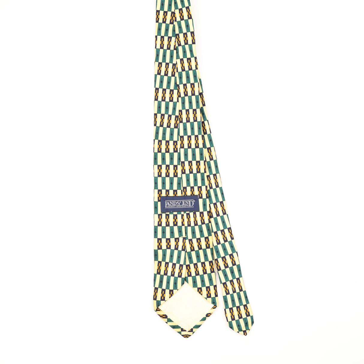 Back of Vintage 1990's Lands' End Geometric Patterned Tie
