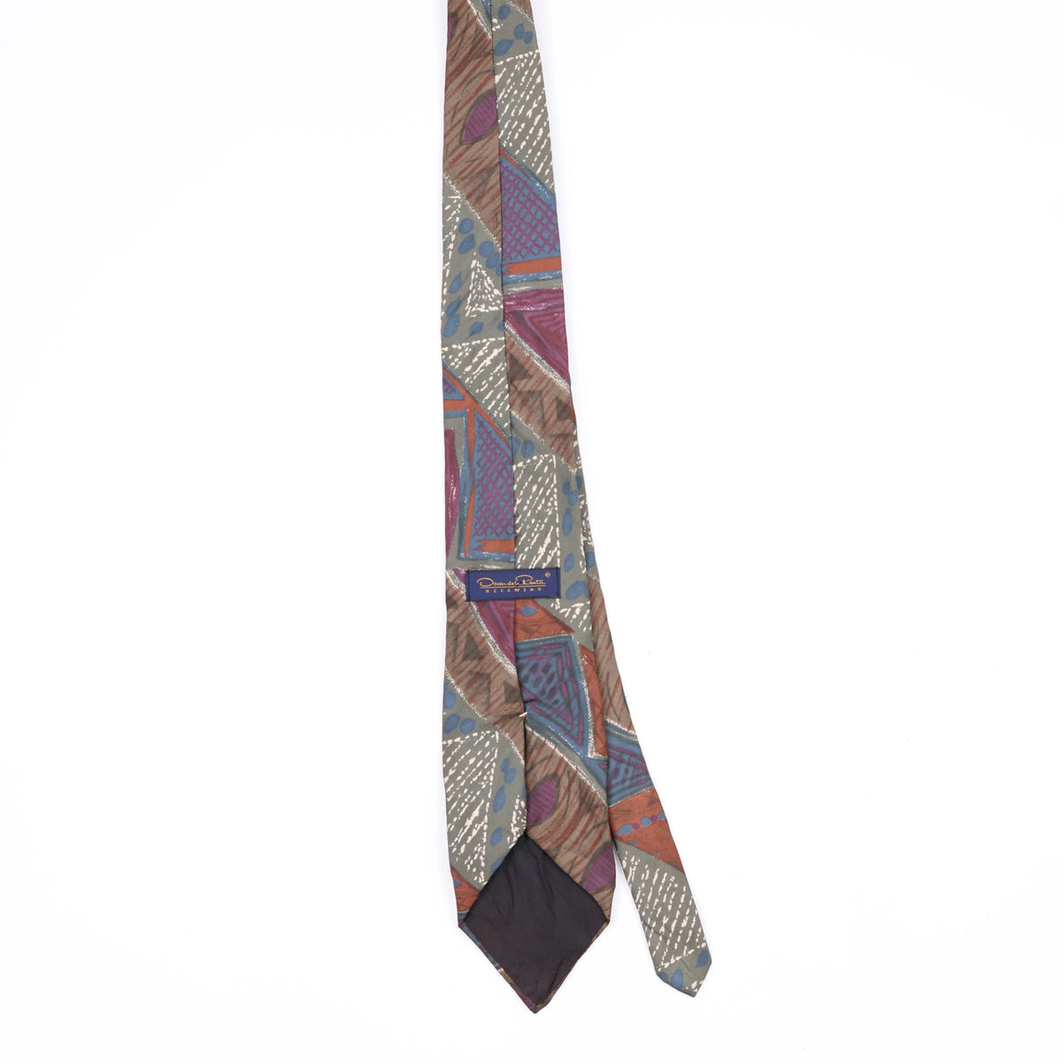 Back Back of Vintage 1990's Oscar De La Renta Abstract Patterned Tie