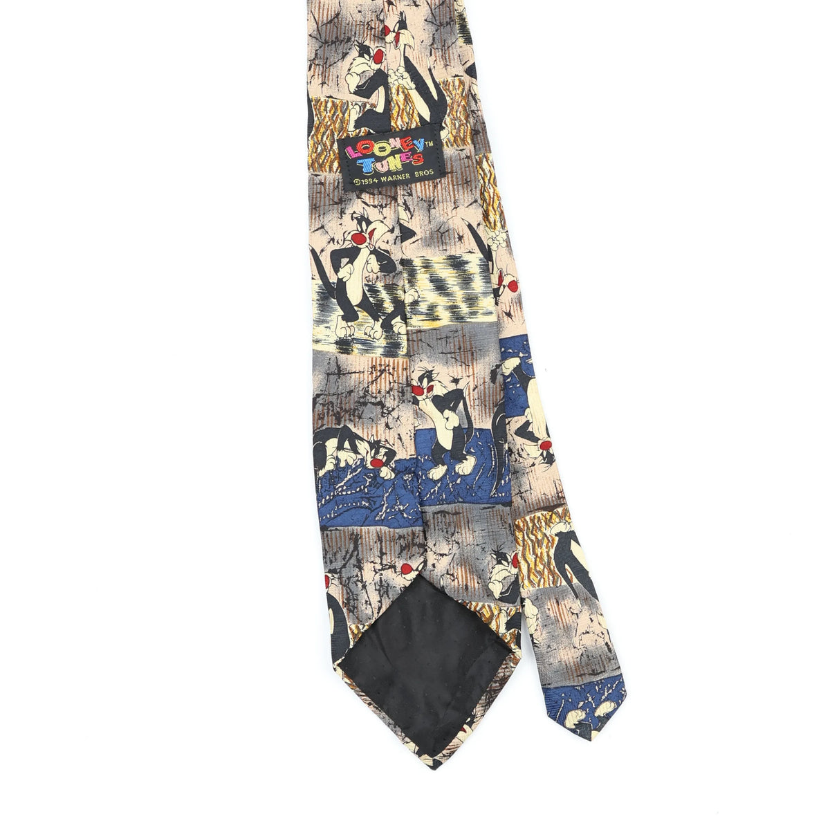 Back Back Detail of Vintage 1990's Looney Tunes Sylvester Cartoon Patterned Tie