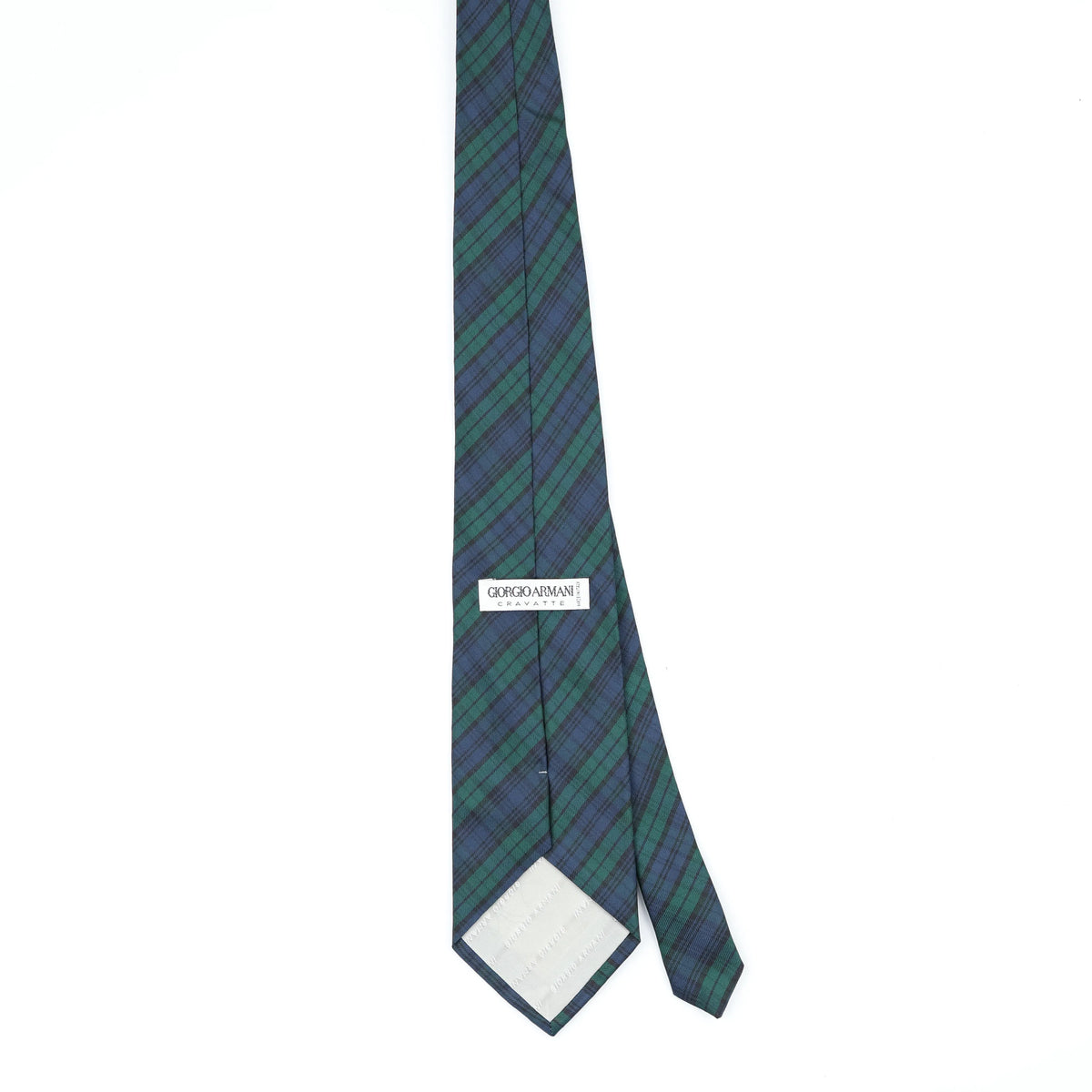Back Back of Vintage 1990's Giorgio Armani Tartan Plaids & Checks Patterned Tie
