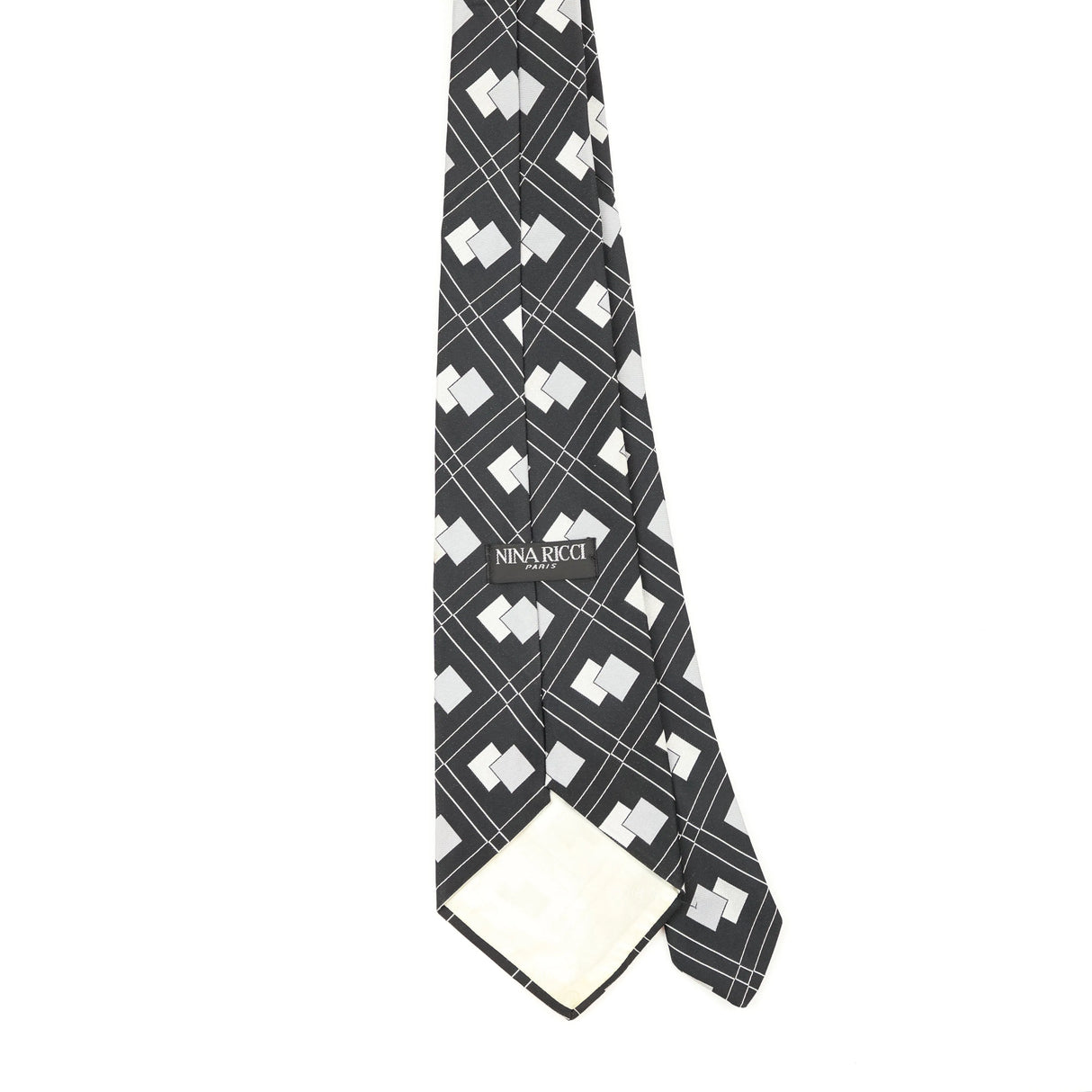 Back Back of Vintage 1980's Nina Ricci Geometric Patterned Tie