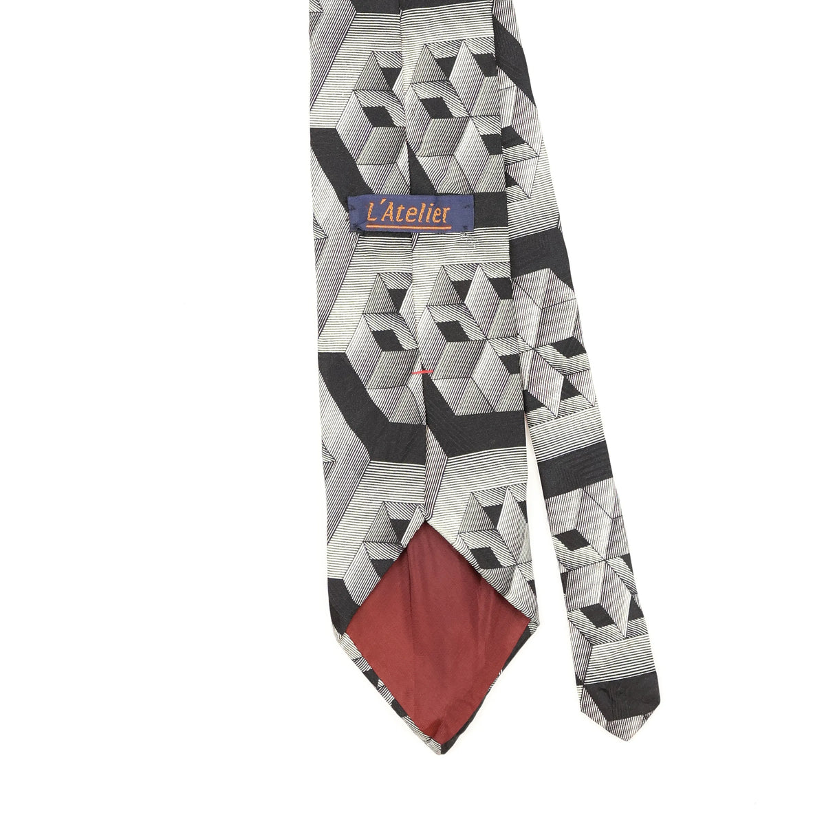 Back Back Detail of Vintage 1990's Geometric Patterned Tie