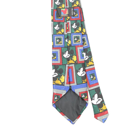 Back Back Detail of Vintage 1990's Disney Mickey Mouse Cartoon Patterned Tie