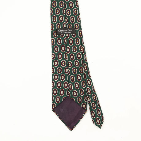 Back Back Detail of Vintage 1990's Christian Dior Circles Geometric Patterned Tie