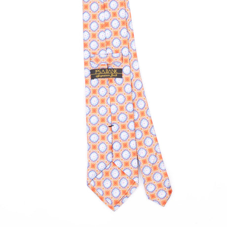Back Back Detail of Vintage 1990's John Ashford Medallion Geometric Patterned Tie