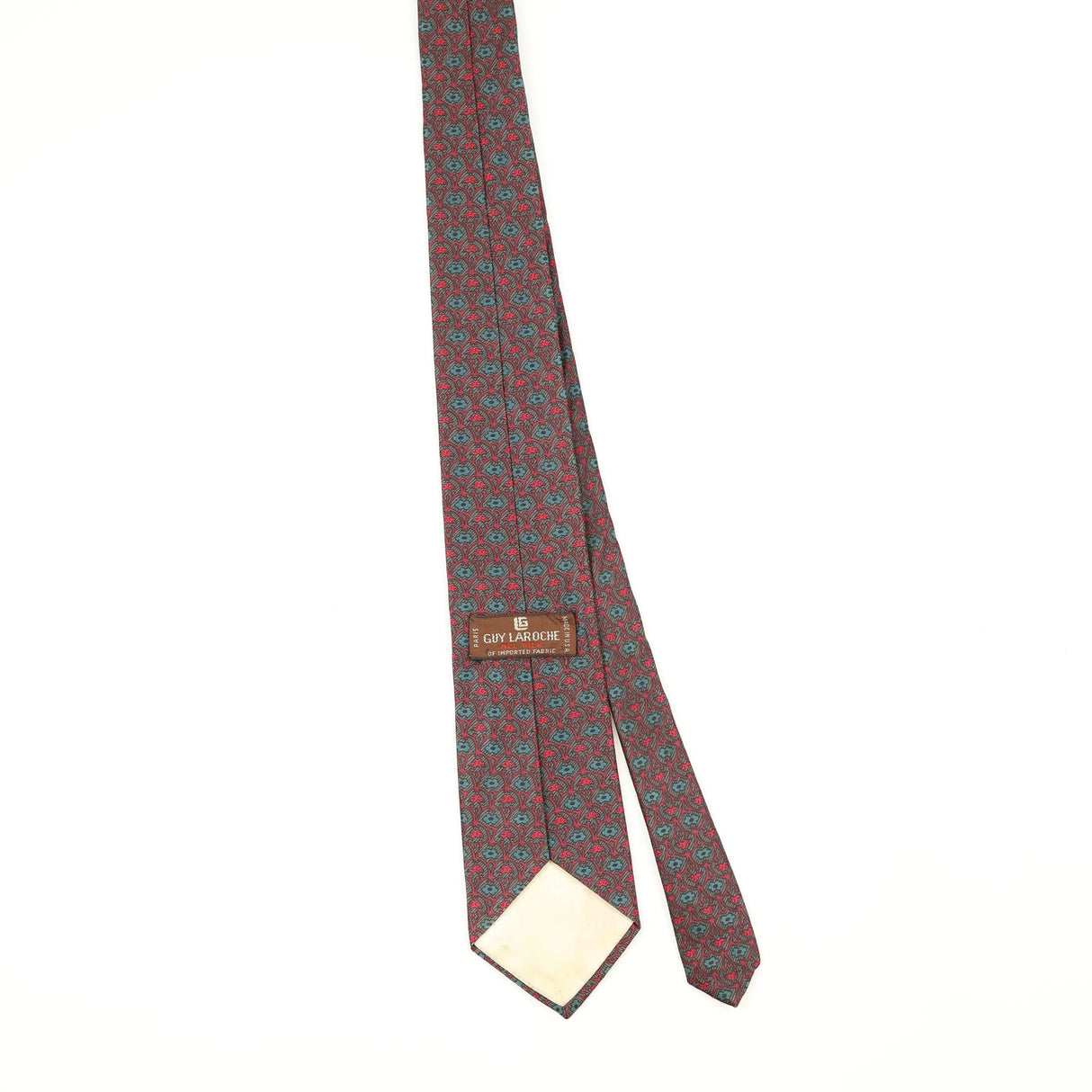 Back Back of Vintage 1990's Guy Laroche Geometric Patterned Tie