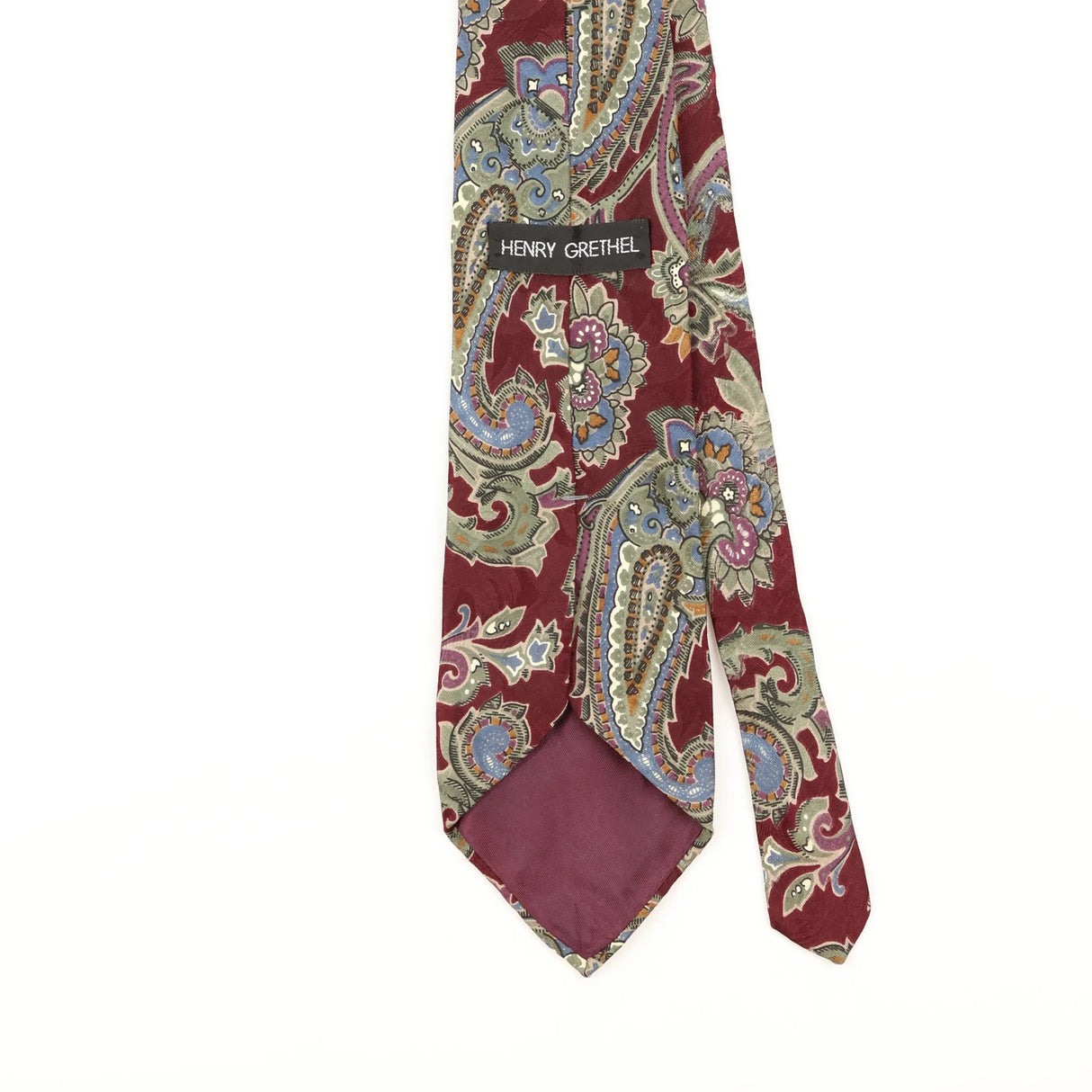 Back Detail of Vintage 1990's Henry Grethel Paisley Patterned Tie
