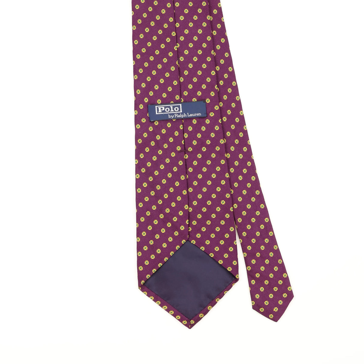 Back Detail of Vintage 1990's Ralph Lauren Flowers Geometric Patterned Tie