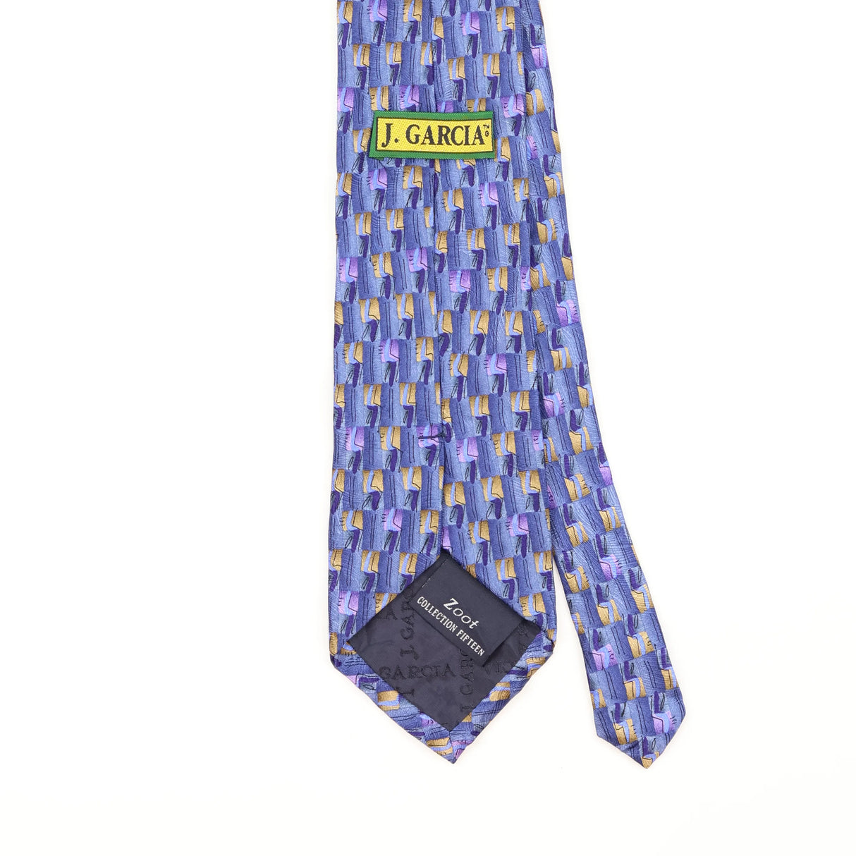 Back Detail of Vintage 1990's Jerry Garcia Geometric Patterned Tie