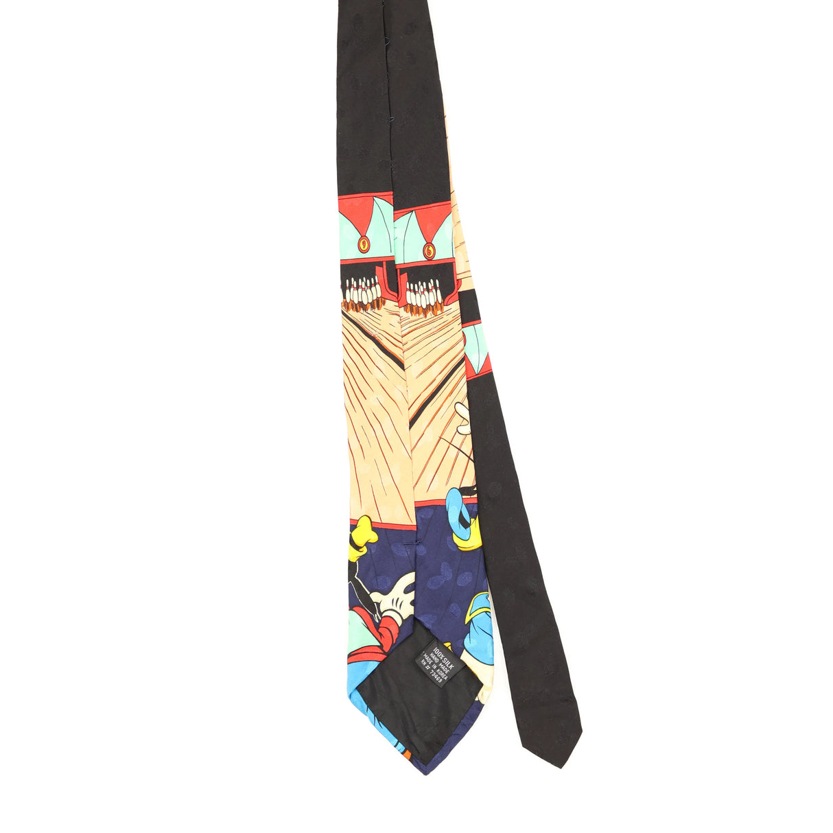 Back Back of Vintage 1990's Mickey Bowling Cartoon Patterned Tie