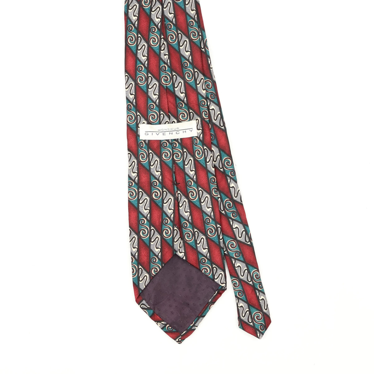 Back Back Detail of Vintage 1990's Givenchy Swirls Geometric Patterned Tie