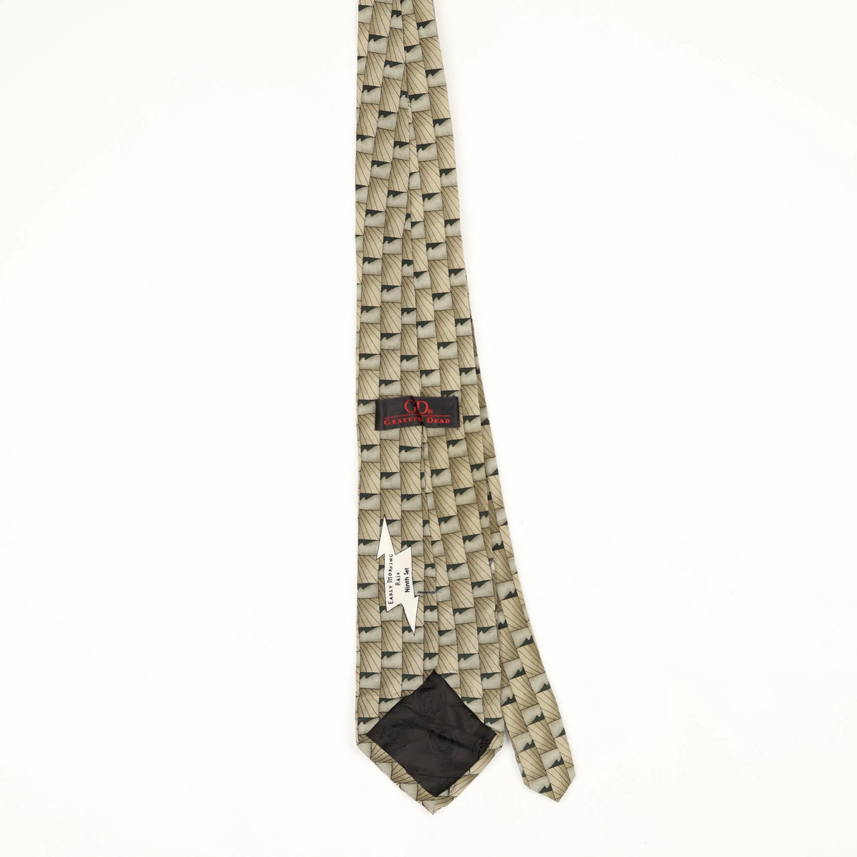 Back Back of Vintage 1990's Grateful Dead Early Morning Rain Geometric Patterned Tie