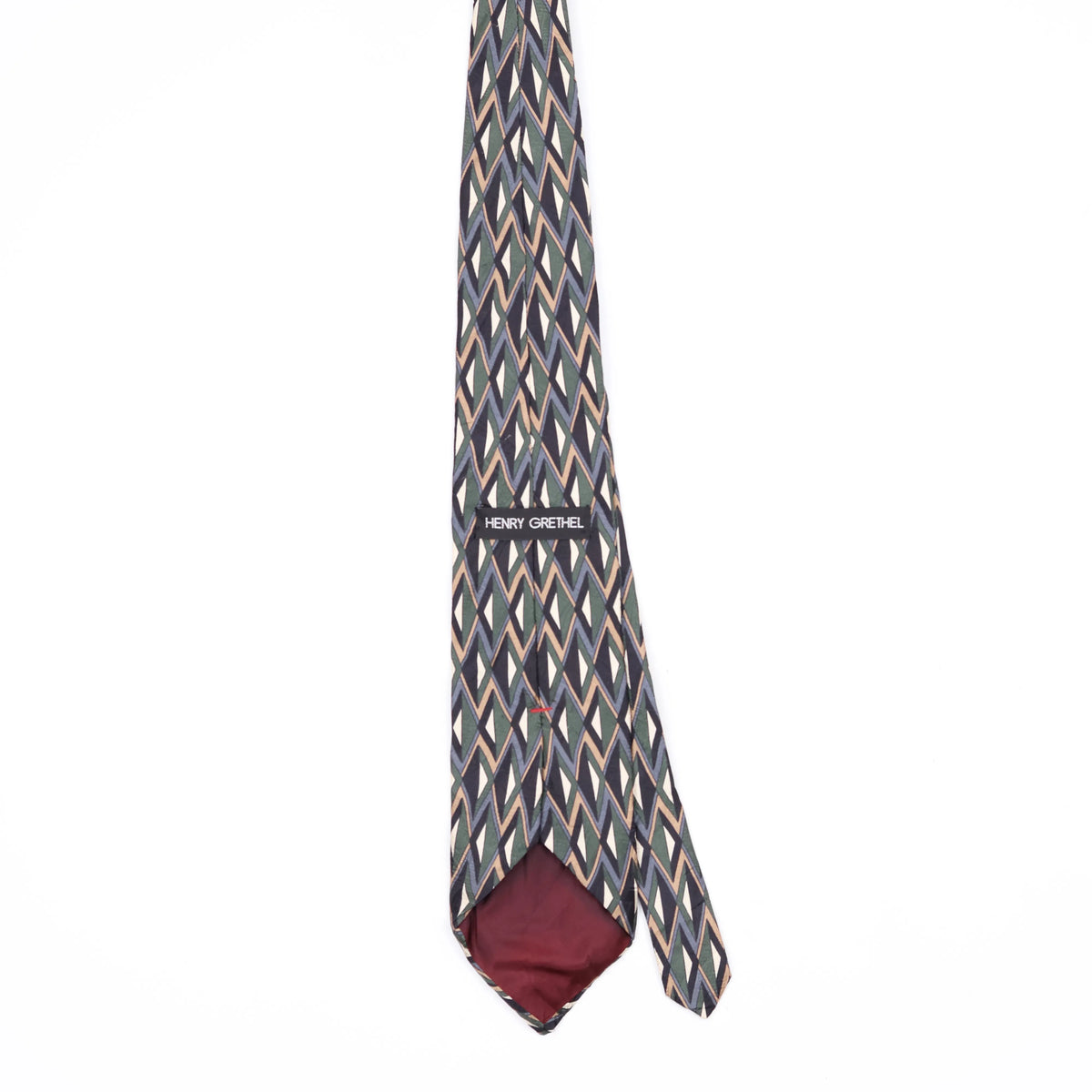 Back Back of Vintage 1990's Henry Grethel Geometric Patterned Tie