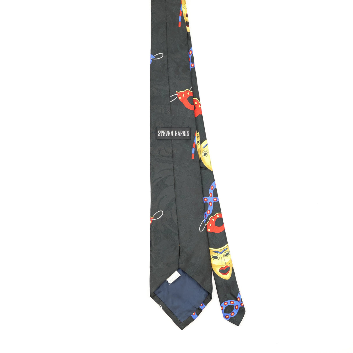 Back Back of Vintage 1990's Steven Harris Masquerade Abstract Patterned Tie
