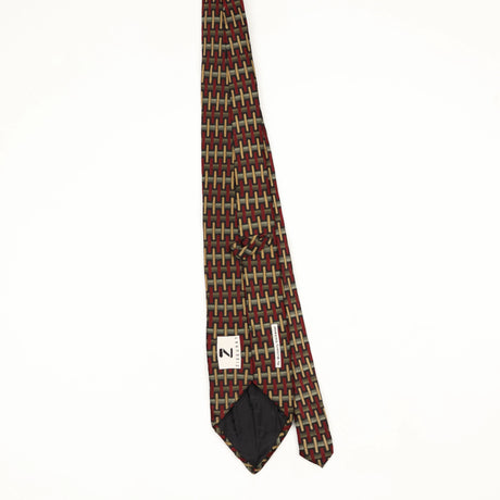 Back Back of Vintage 1990's Mulberry Geometric Patterned Tie