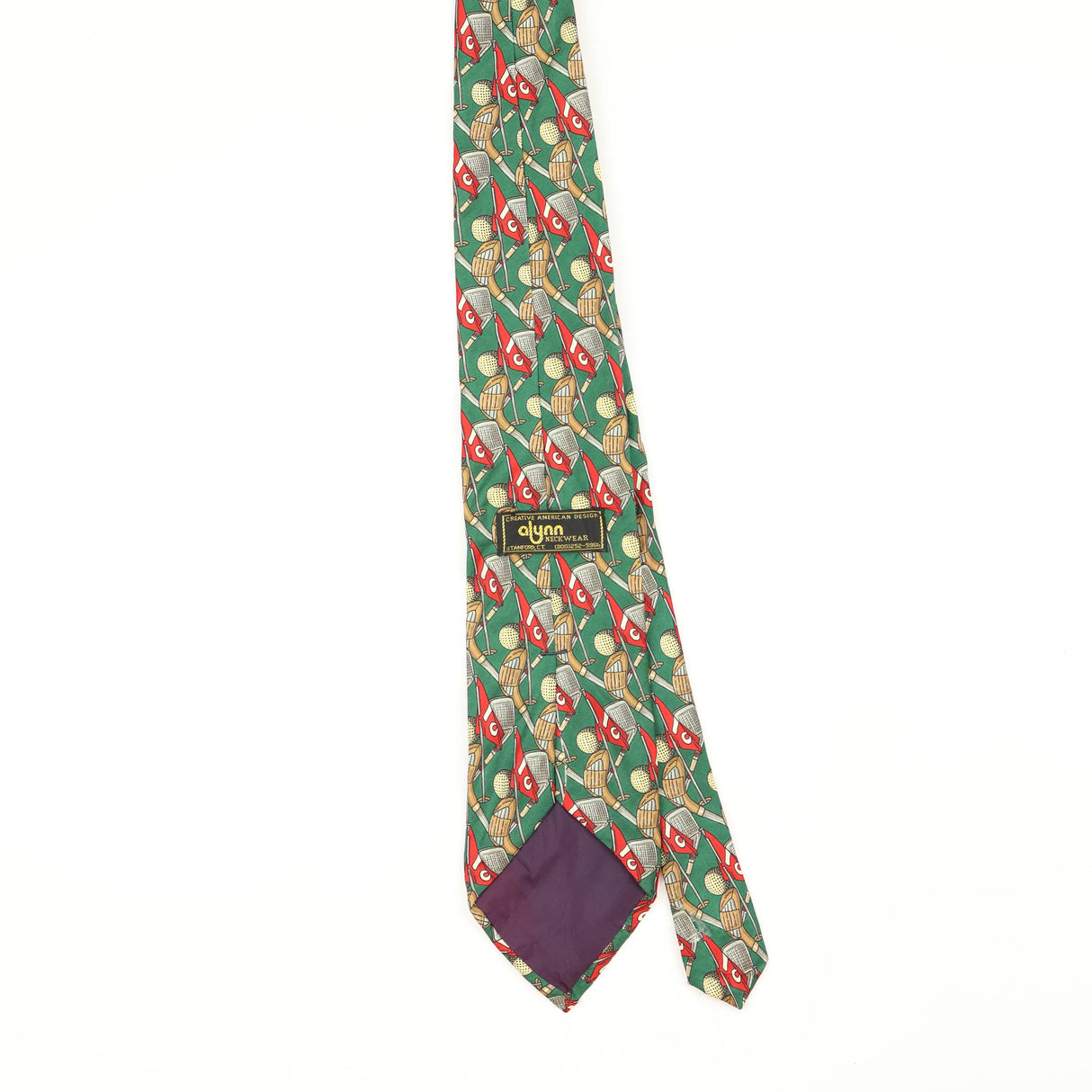 Back Back of Vintage 1990's Alynn Neckwear Golf Clubs Geometric Patterned Tie
